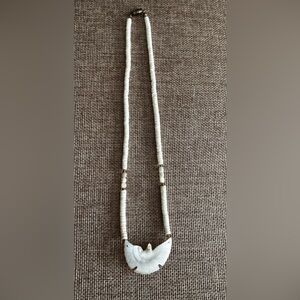Vintage Puka Shell & Mother-of-pearl Bird Necklace 🕊️